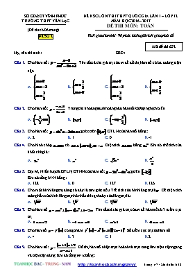 Đề KSCL ôn thi THPT quốc gia lần 1  lớp 12 - Đề thi môn Toán
